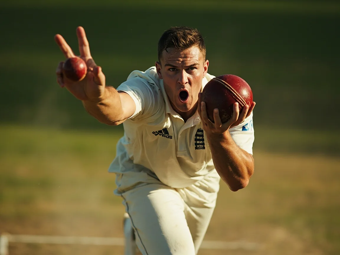 Bowler release stride at point of delivery