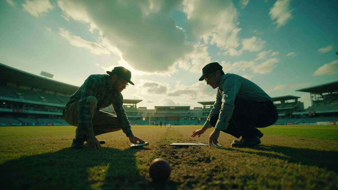 Live match day at a cricket ground with evening light