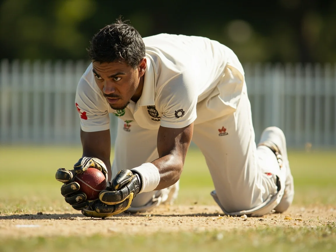 Wicketkeeper training with gloves and pads